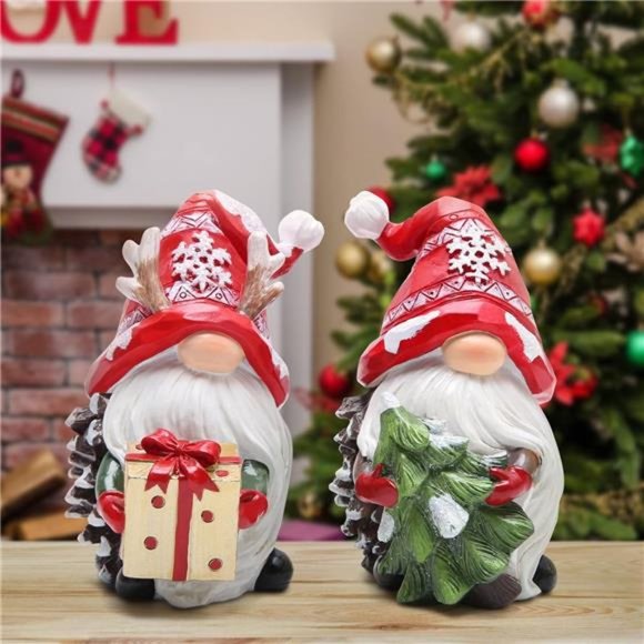 2 Pack Gnomes Handmade Christmas Resin Christmas Decoration - Picture 5 of 6